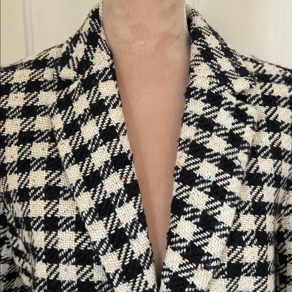 New Talbots Black and White Plaid Blazer wool blend - Picture 3 of 8